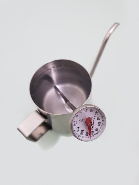 Close-up of instrument of measurement on white background