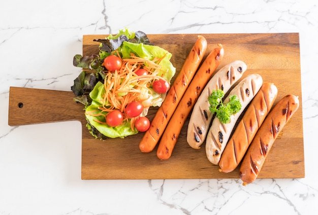 grilled sausage with vegetable