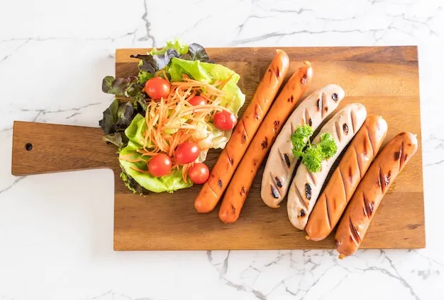 grilled sausage with vegetable