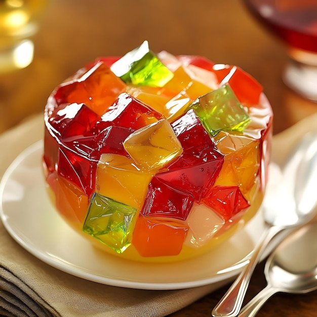 there is a jelly filled with gummy bears on a plate