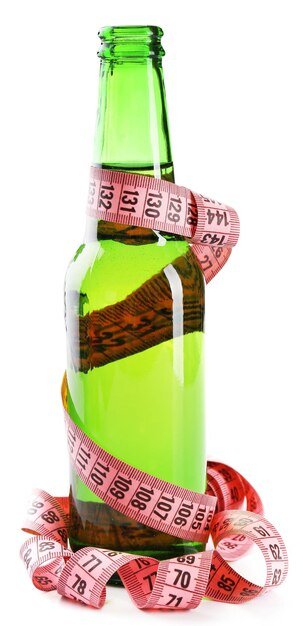 Bottle of dietary cocktail with centimeter isolated on white