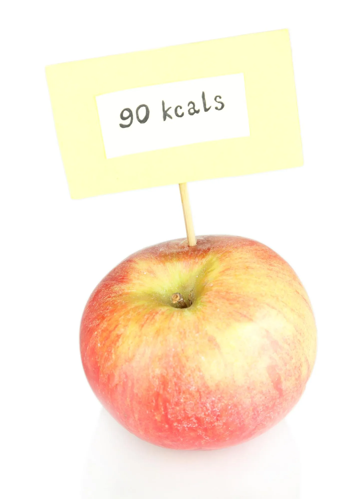 Calorie content of apple isolated on white