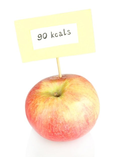 Calorie content of apple isolated on white