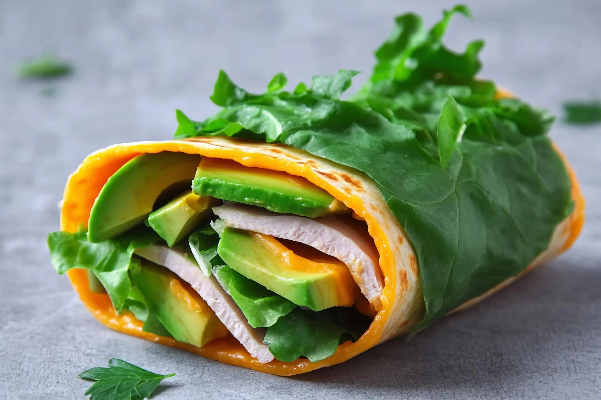 Chicken and Avocado Wrap with Fresh Lettuce