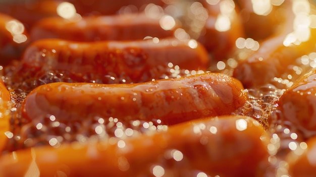 A close up of a bunch of hot dogs perfect for food advertising