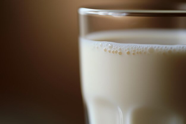 CloseUp of a Glass of Creamy Milk with a Smooth and Frothy Surface Perfect for Beverage