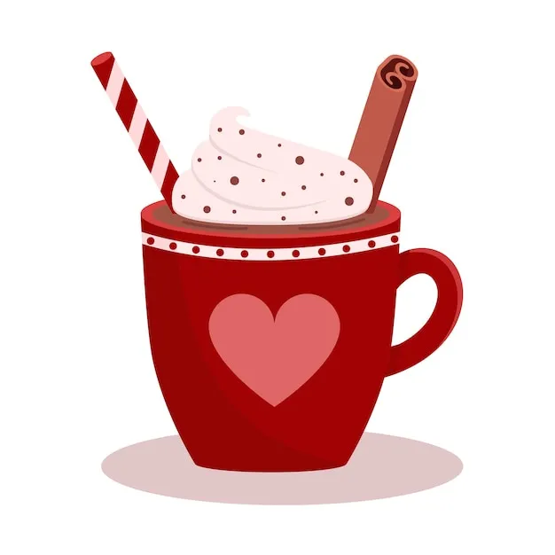 Cocoa with whipped cream and cinnamon warm winter drink