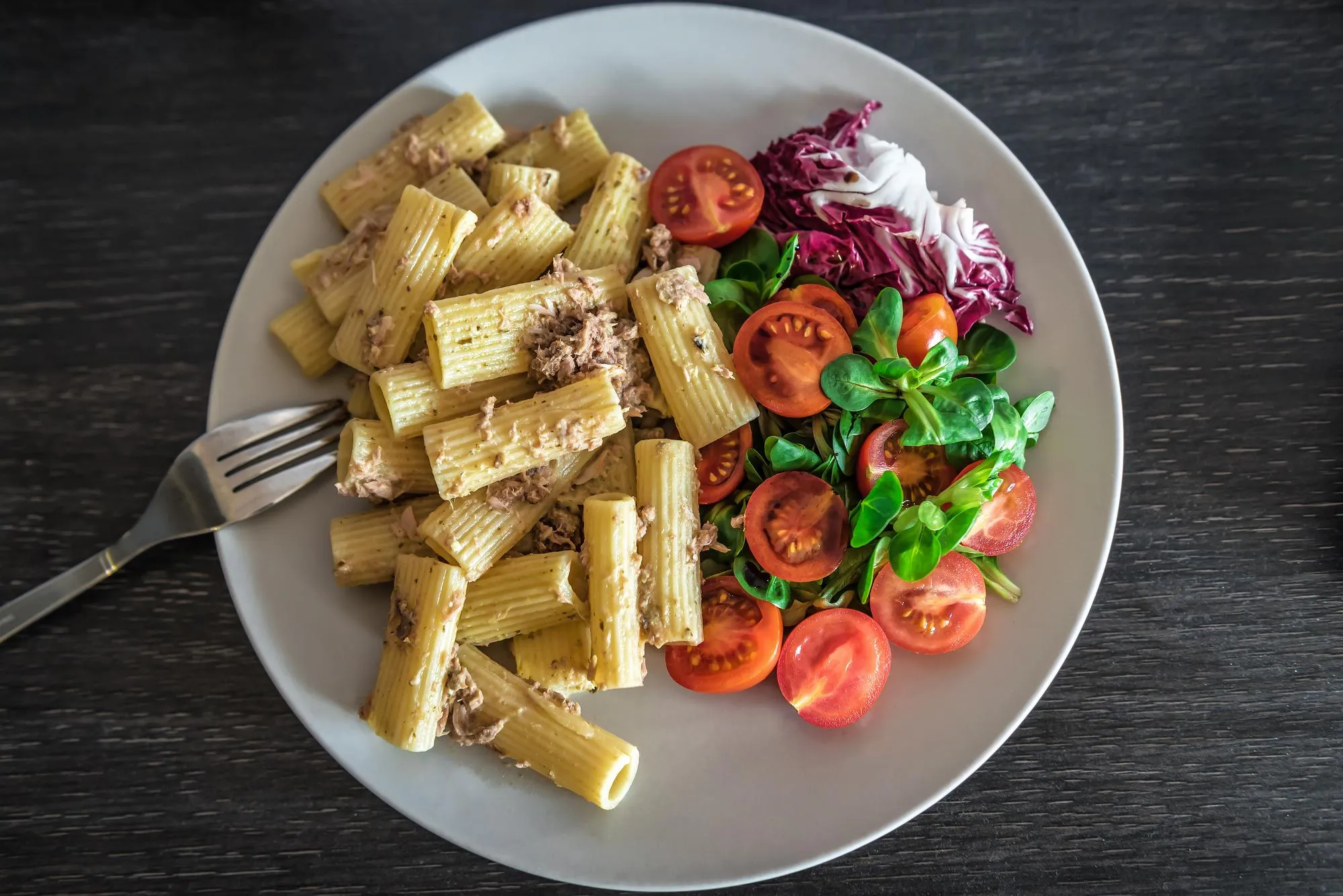 Delicious pasta with tuna and cherry tomato