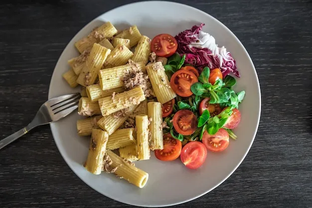 Delicious pasta with tuna and cherry tomato