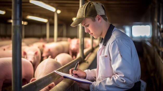 A Farmer Monitoring Livestock Health