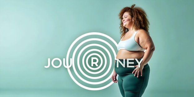 Flat Plus Size Model Silhouette and Spiral with Journey Text concept as An abstract vector featuring