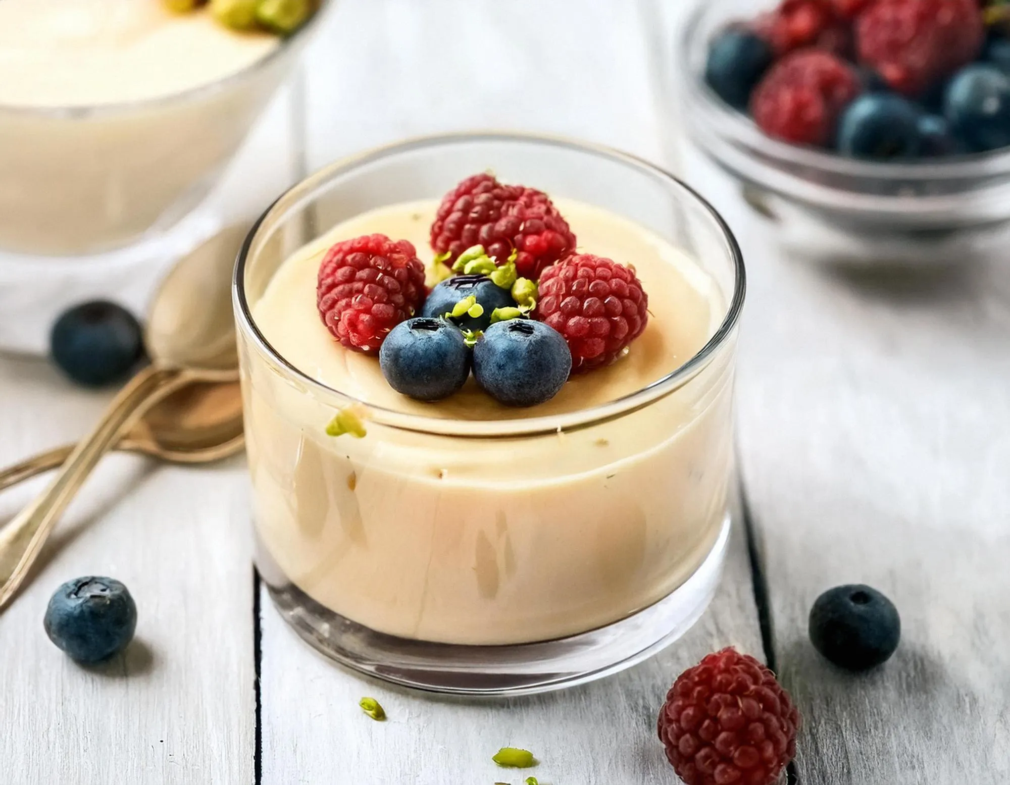 Fruit custard a sweet pudding kind of dessert dish ai generated