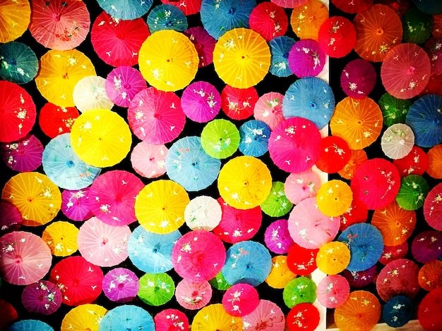Full frame shot of colorful paper umbrellas