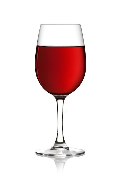 Glass of red wine on a white background and with soft shadow The file includes a clipping path