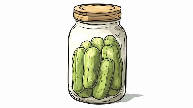 Hand Drawn Cartoon Doodle Jar of Pickled Gherkins