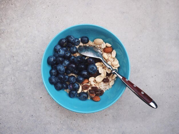 High angle view of breakfast in bowl
