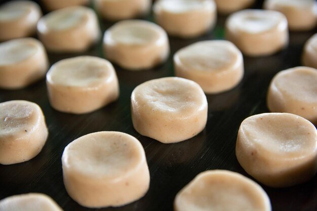 High angle view of candies on table