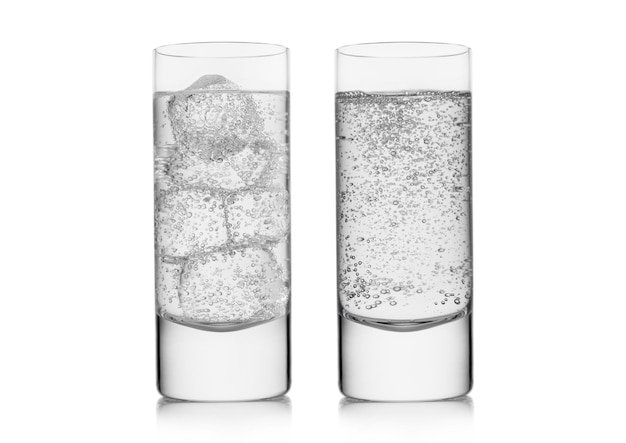 Highball glasses with sparkling water drink on white For active lifestyle