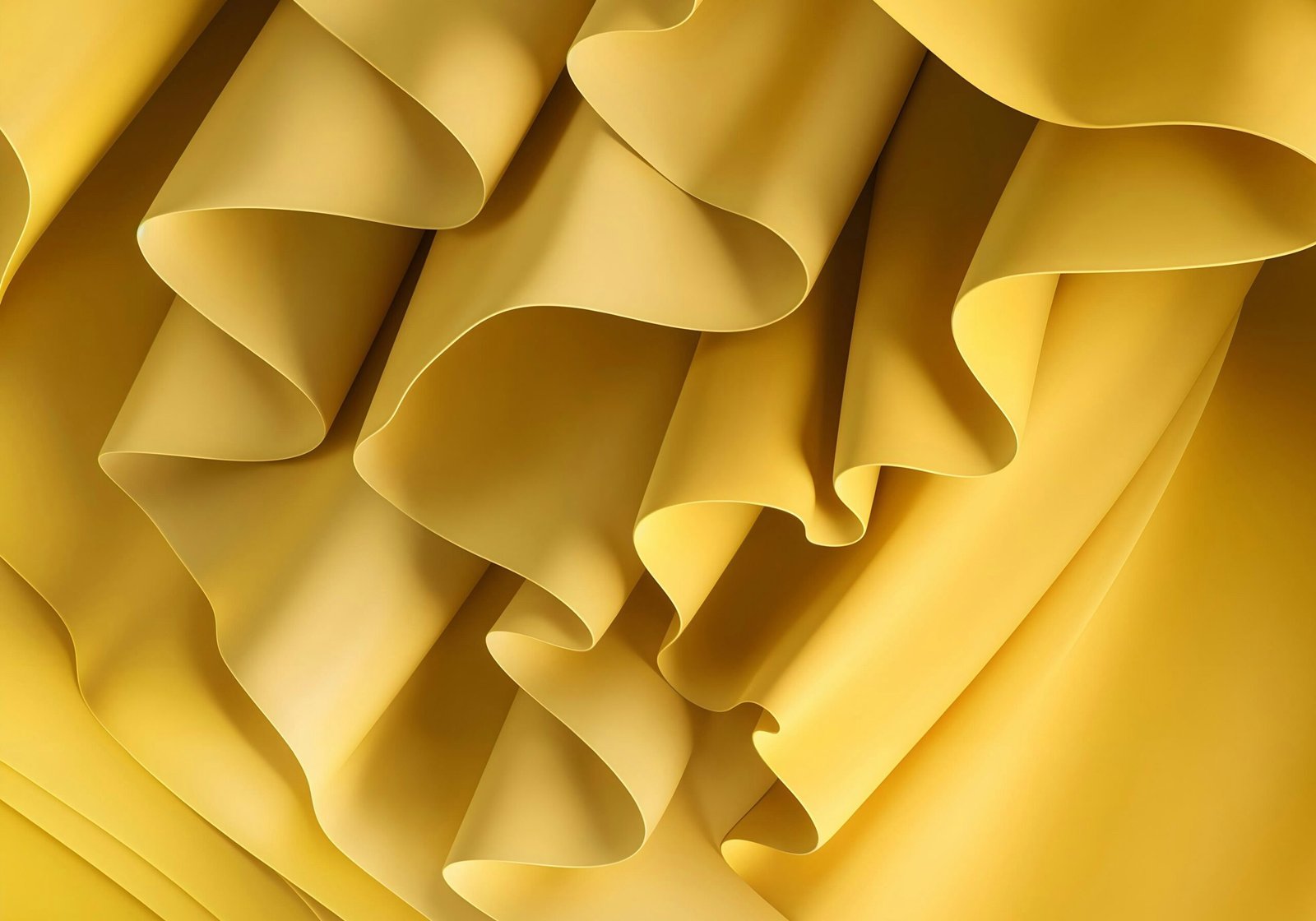 A close up of a yellow curtain with ruffles