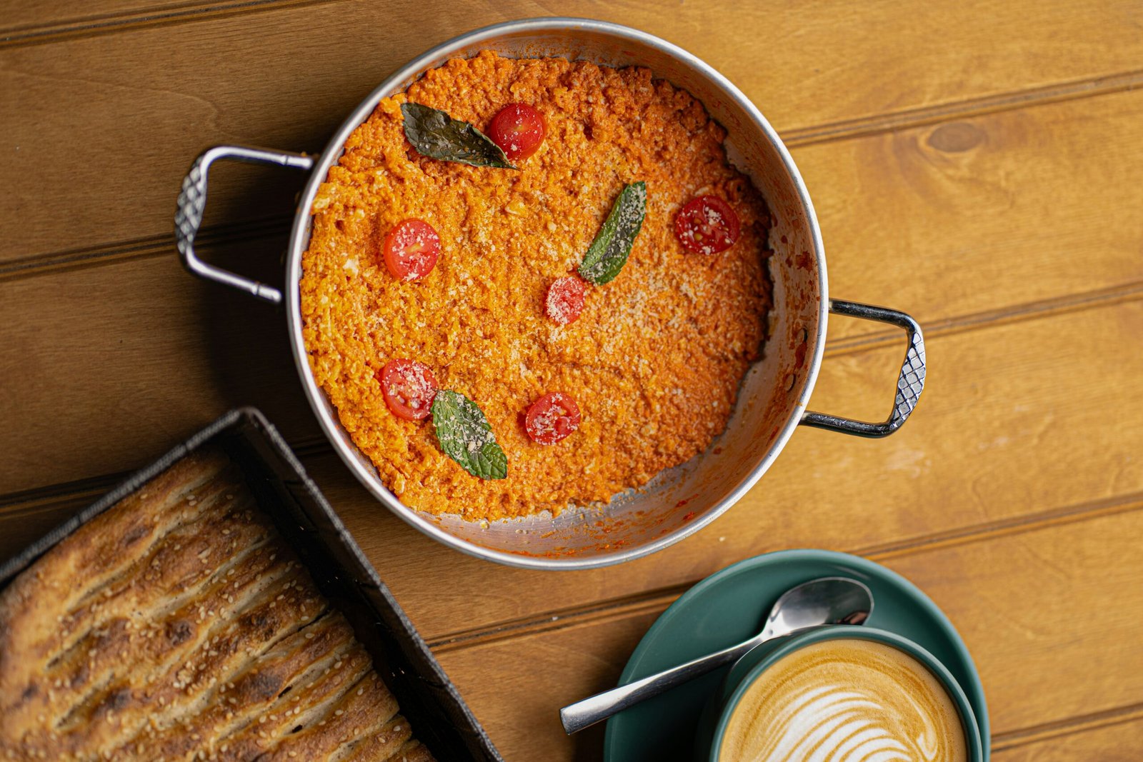 Savory rice dish with tomatoes and basil