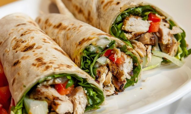 Mexican chicken and beef wrap with fresh vegetables