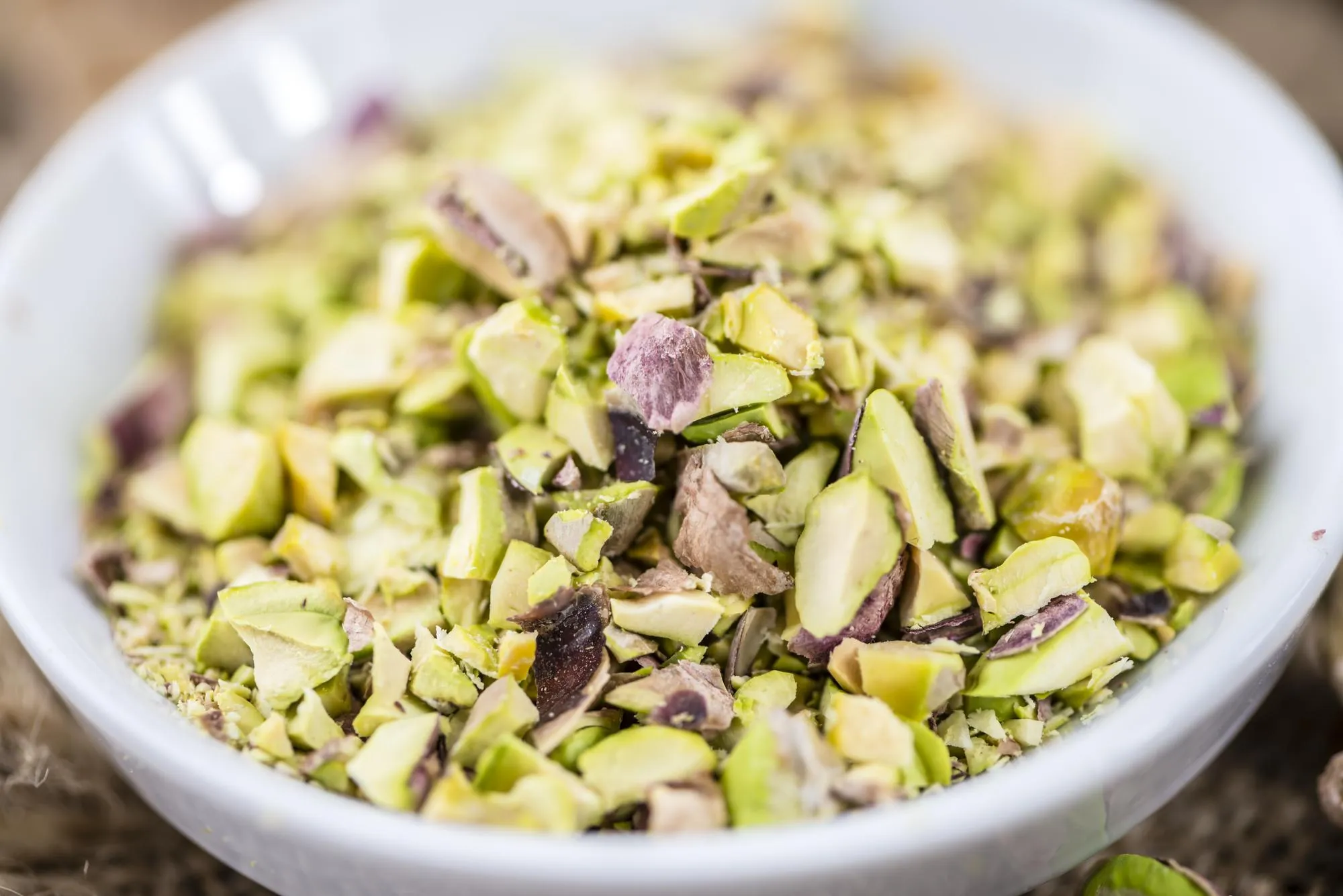 Pistachio Kernels minced selective focus