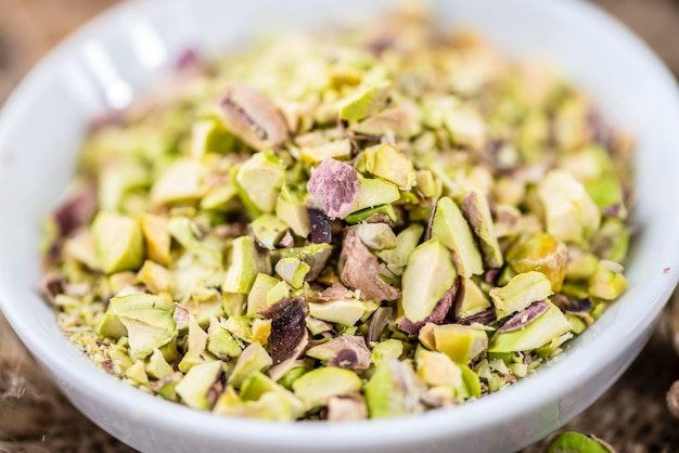 Pistachio Kernels minced selective focus