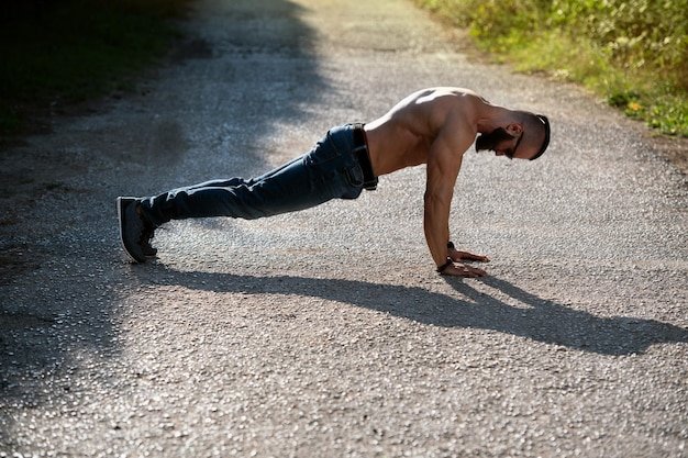 Pushups Outdoors in Nature