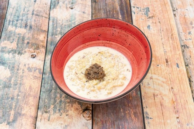 Risotto excellence of Italian cuisine We enhance an everyday ingredient like rice with somewhat exclusive products like boletus and black truffles The taste of the forest on a plate