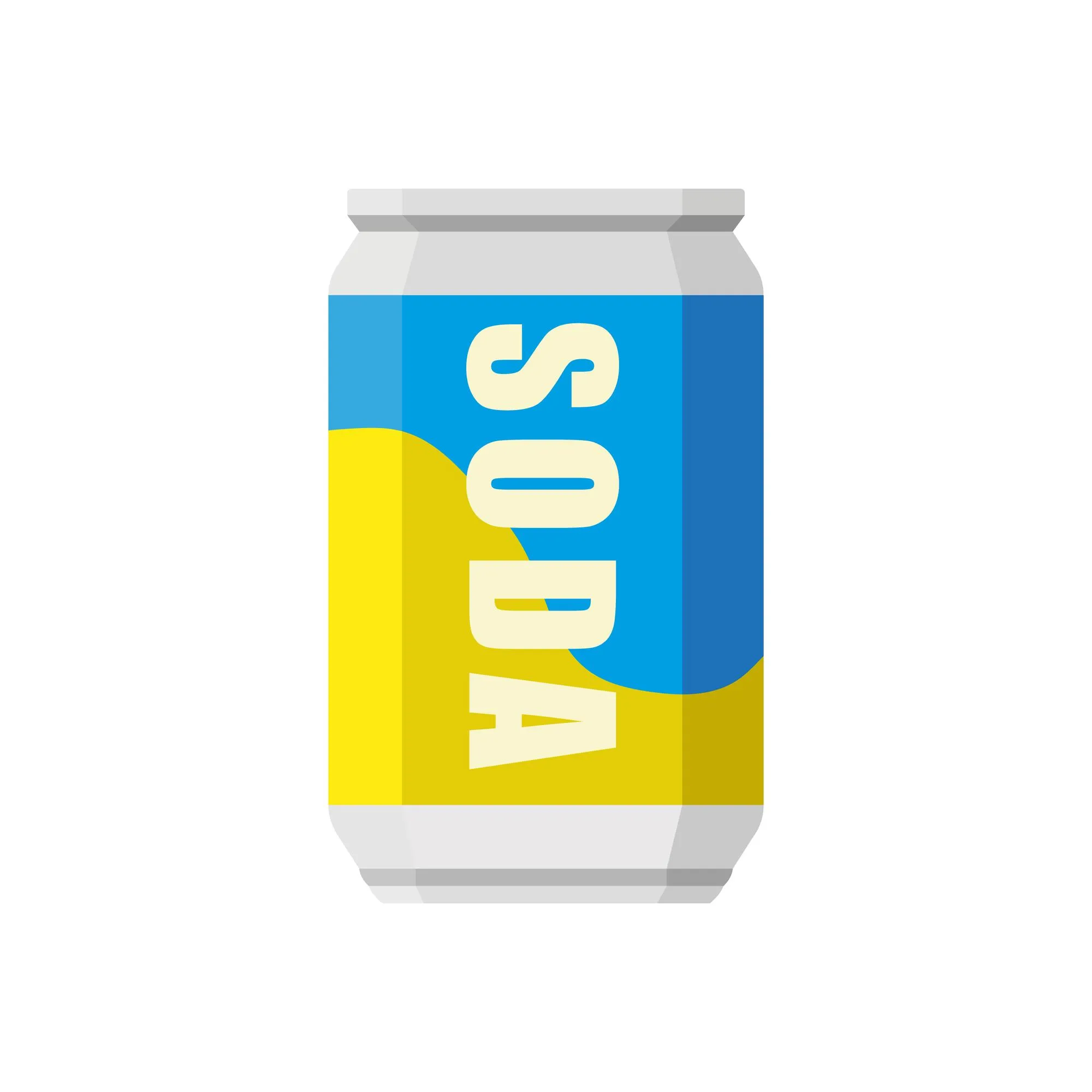 Soda in colored aluminum can icon isolated on white background Soft drinks sign Carbonated nonalcoholic water with different flavors Drinks in colored packaging Vector illustration