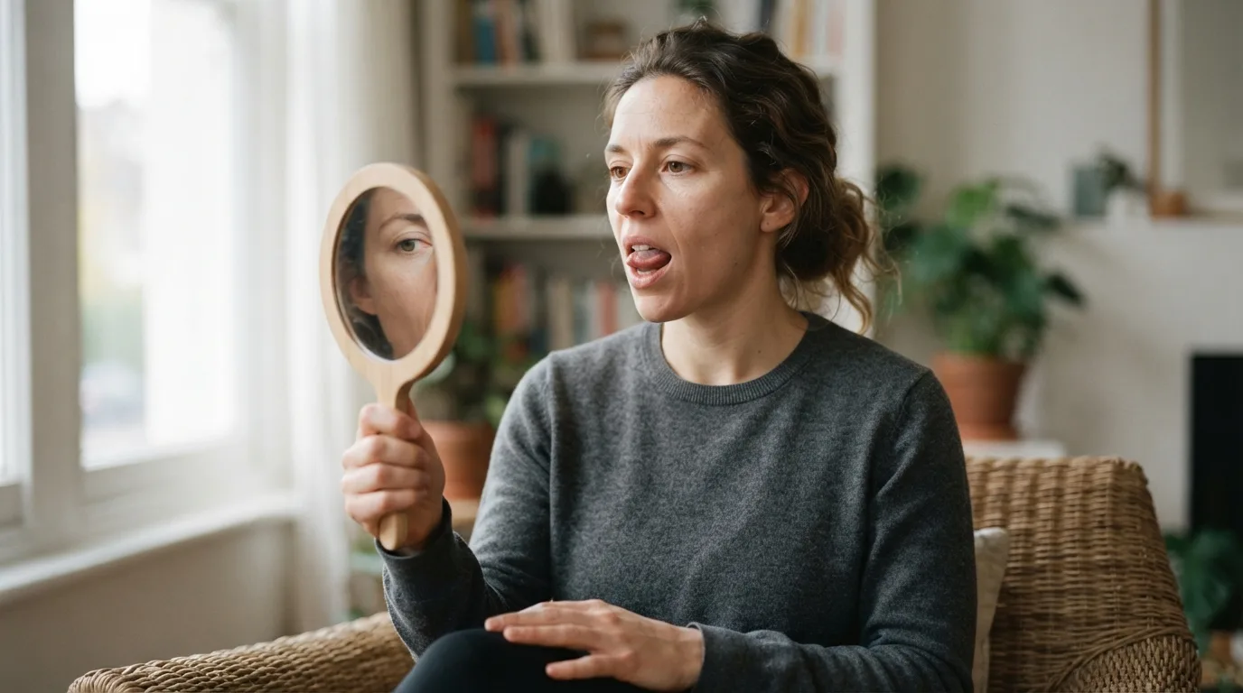 a person practicing a tongue exercise