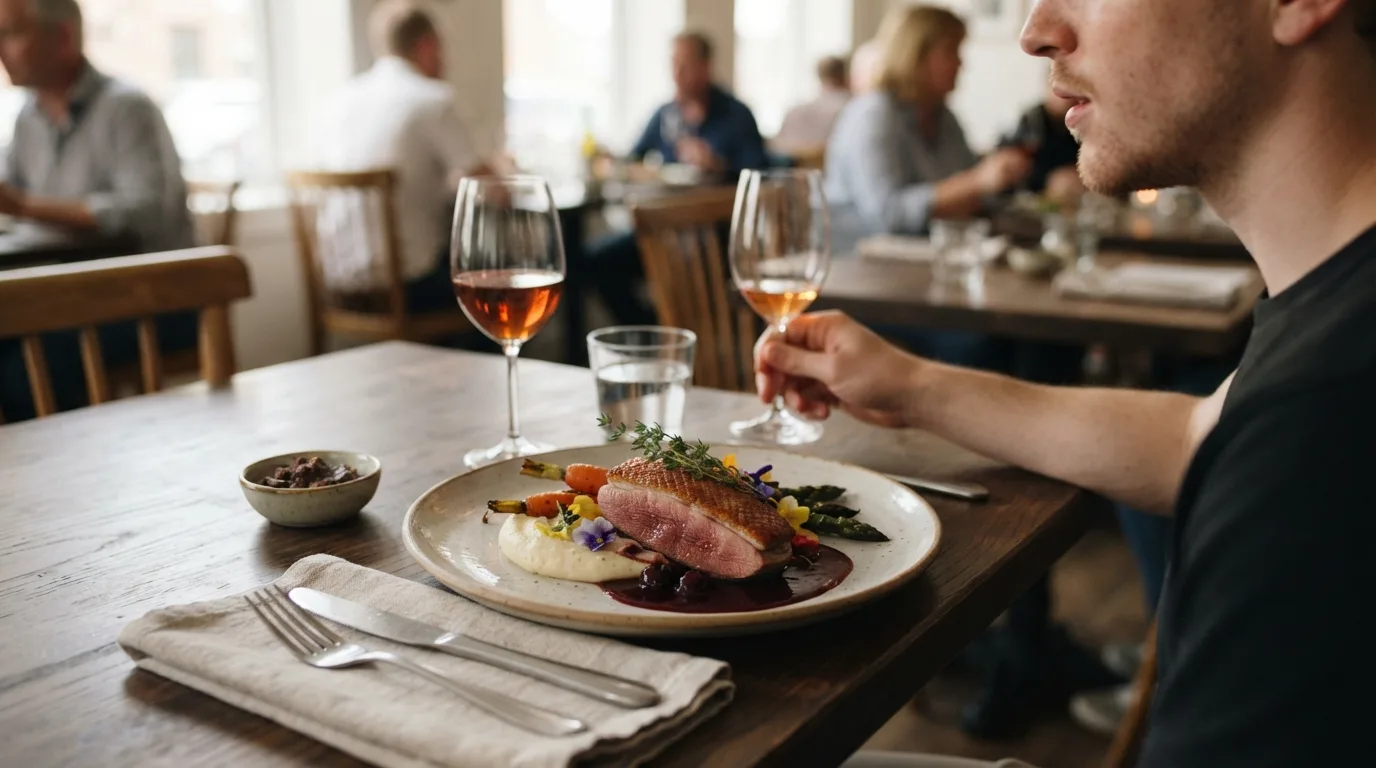 a beautifully plated meal on a restaurant table