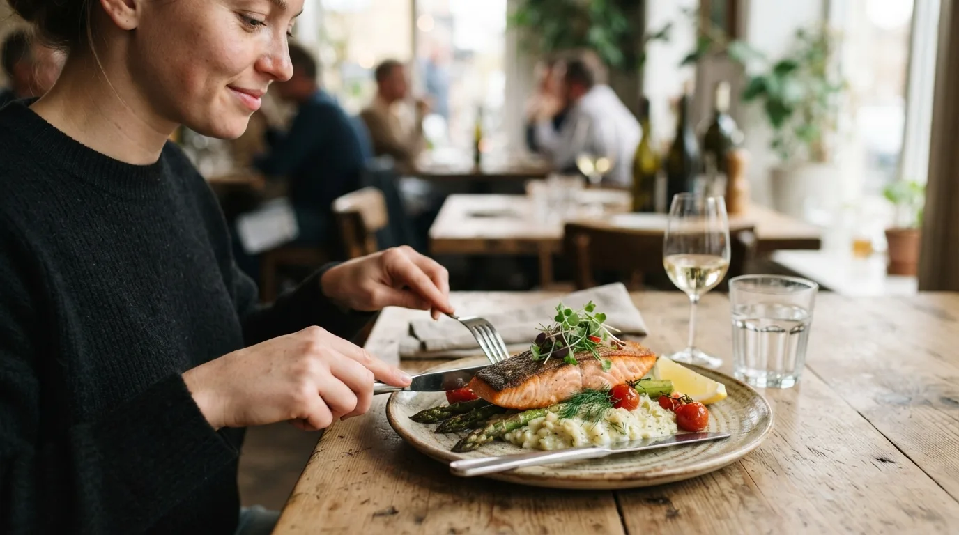 a beautifully plated meal on a restaurant table