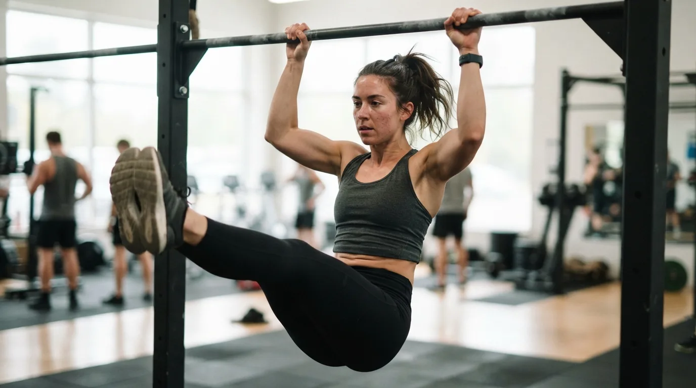 a woman exercising her core in a gym