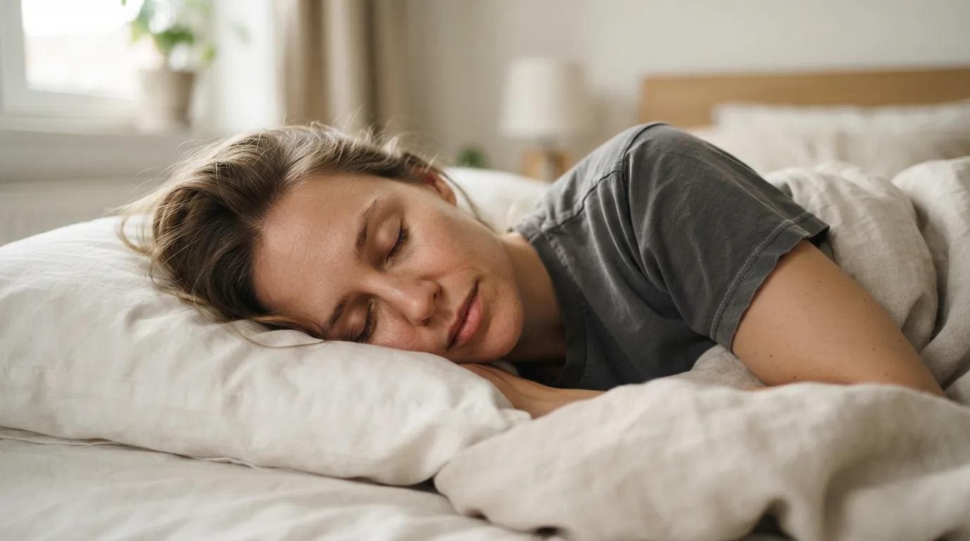a person sleeping peacefully with a calm expression