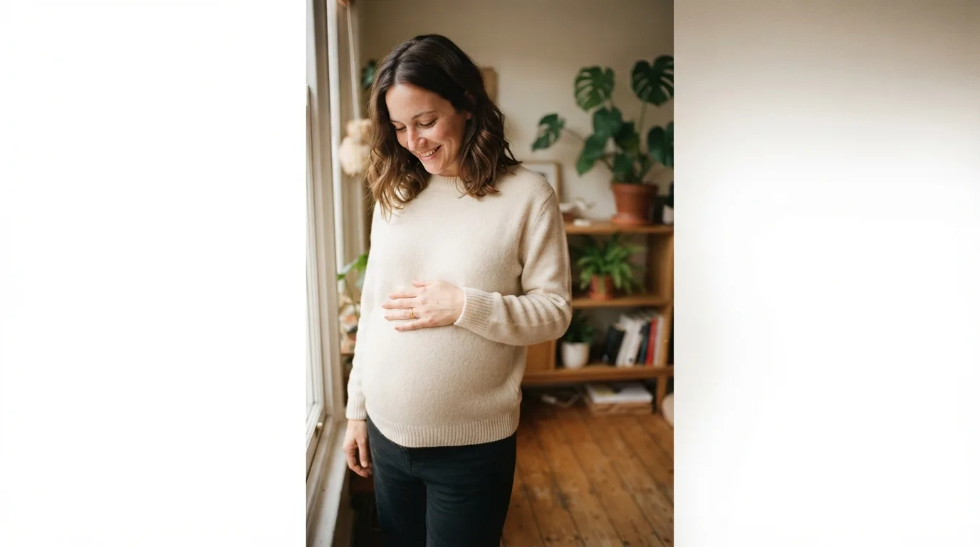 a pregnant woman resting her hand on her stomach