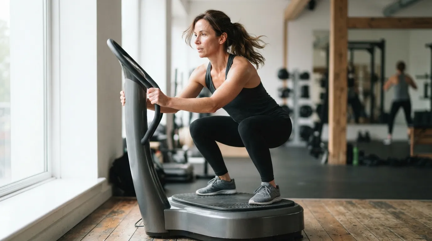 a person exercising on a vibration platform
