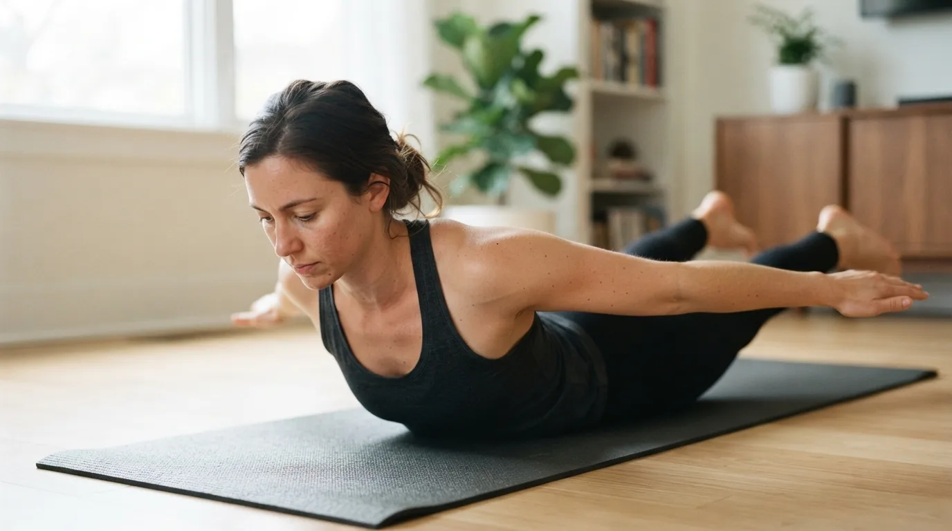 a person doing a lower back exercise on a mat