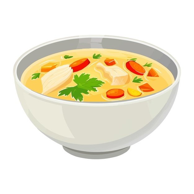 a bowl of soup with a bowl of food that has a leaf on it
