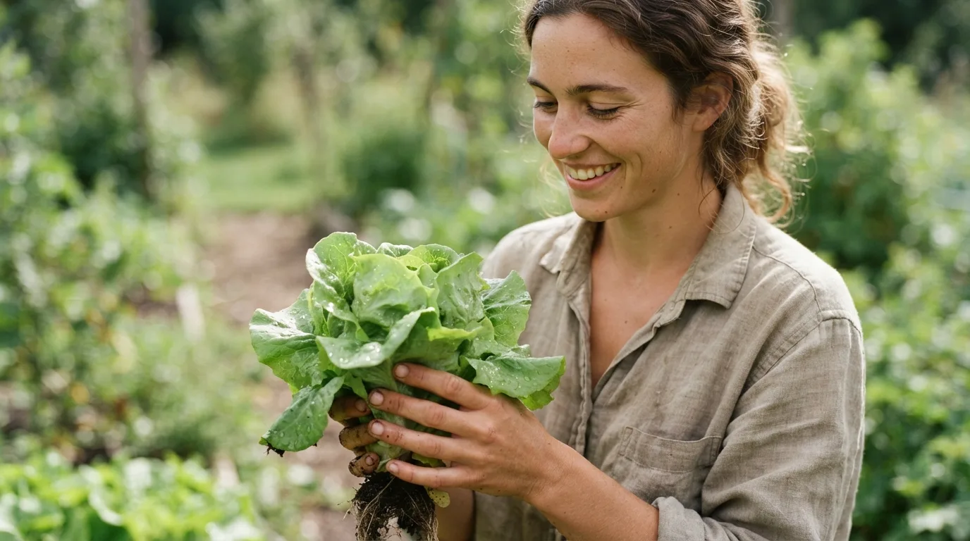 a person holding a fresh green lettuce
