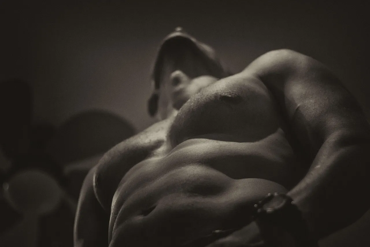 fitness, upper body, fit, lifestyle, athlete, person, man, model, health, muscle, muscular, six-pack abs, strong, guy, young, chest, developed, shoulder, body-building, athletic, masculine, ribs, performance, training, workout, attractive, dumbbells, biceps