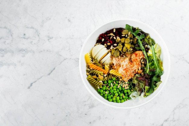 High angle view of vegetables in bowl on table