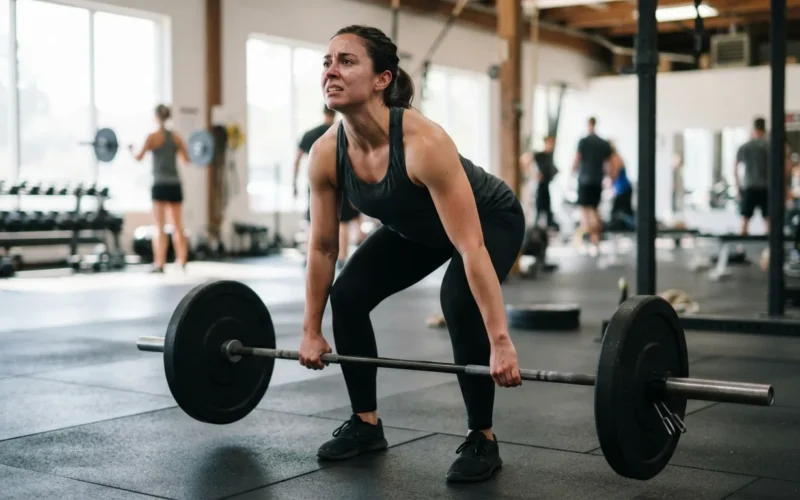 a person exercising with improper form