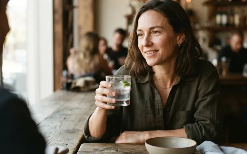 a person holding a glass of vodka