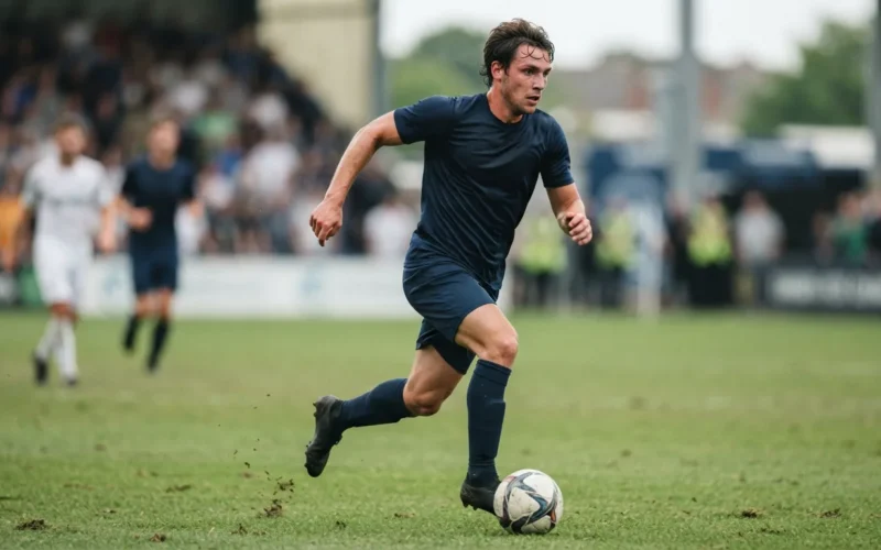 a soccer player in action on the field