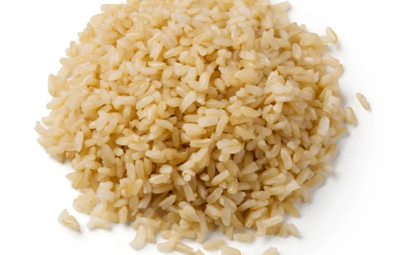 1/2 cup cooked brown rice on white background (1 oz eq grains). CACFP meal pattern 6-12 years and 13-18 years. For more resources, visit the Team Nutrition website at: www.TeamNutrition.usda.gov. All photos are property of USDA with unlimited rights to the use and redistribution of the images.