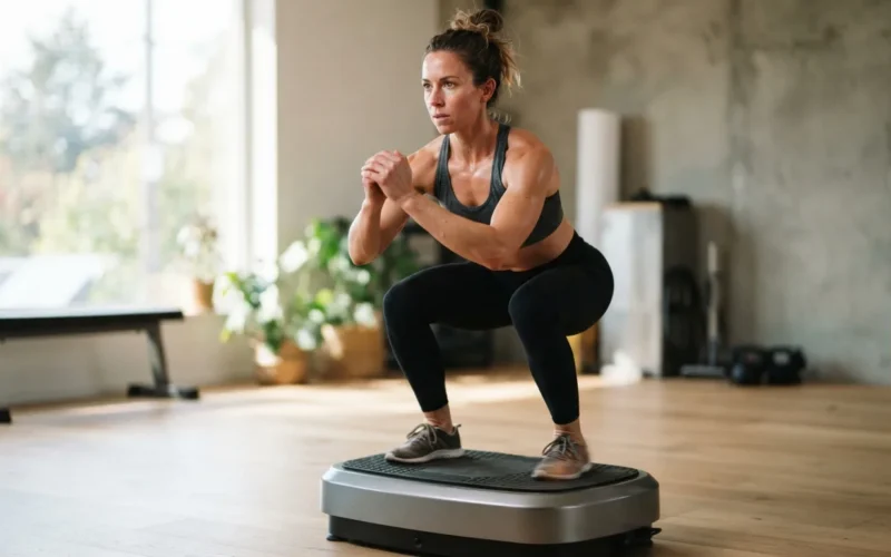 a person exercising on a vibration platform