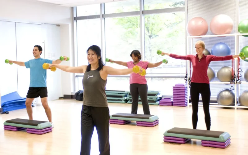 Aerobics using dumbells