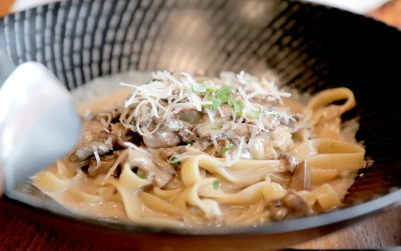 makaron, pasta, creampasta, grzyby pasta, jedzenie, żywności, spaghetti