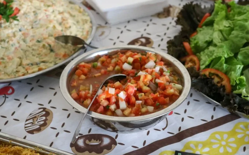 Colorful diced vegetable salad in a bowl, perfect for fresh, healthy dining.